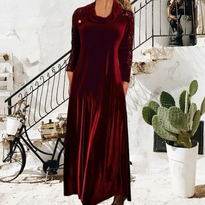 Long Sleeve Velvet Maxi Dress with Sequins