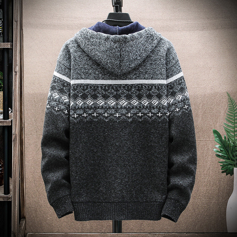 Hooded Cardigan Knitted Sweater