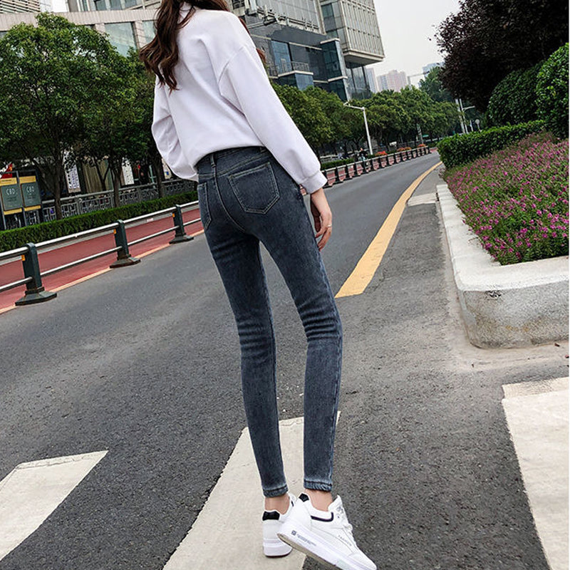 Thickened Elastic Fleece Pencil Pants for Women