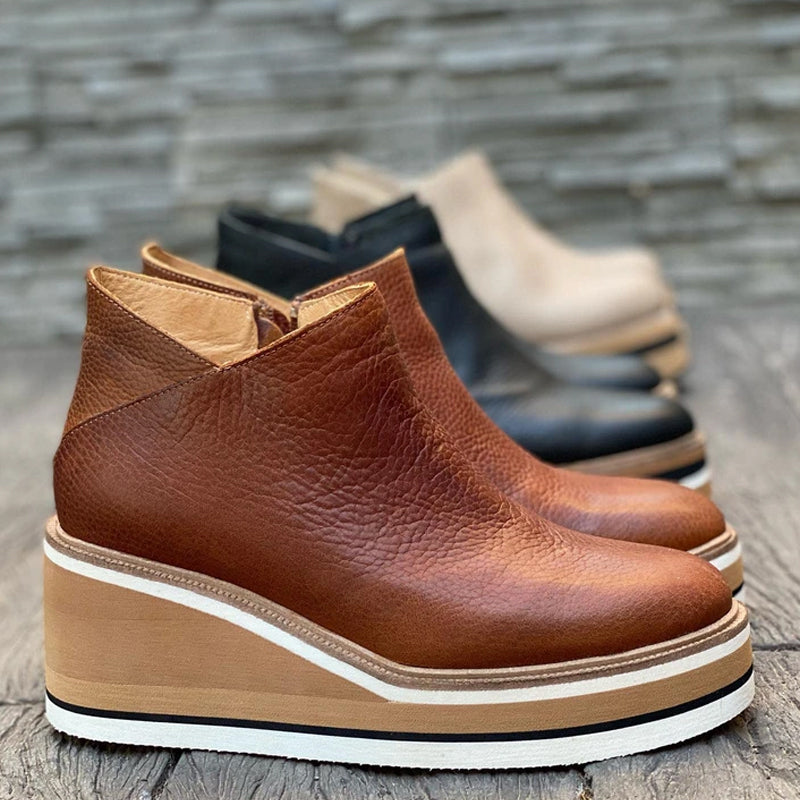 Platform Heeled Boots with Zipper