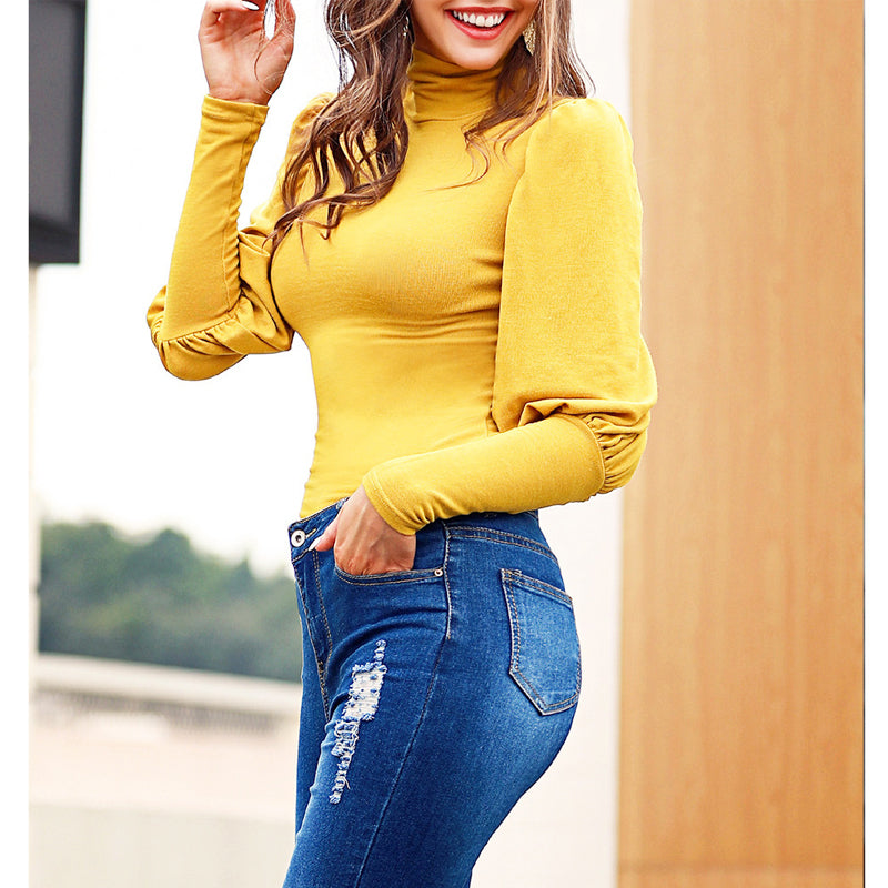 Women's Long Sleeve Slim Fit Turtleneck Basic T-Shirts