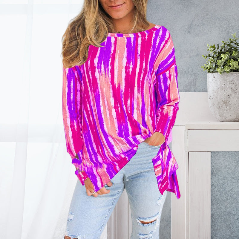 Loose Striped Long-sleeved T-shirt