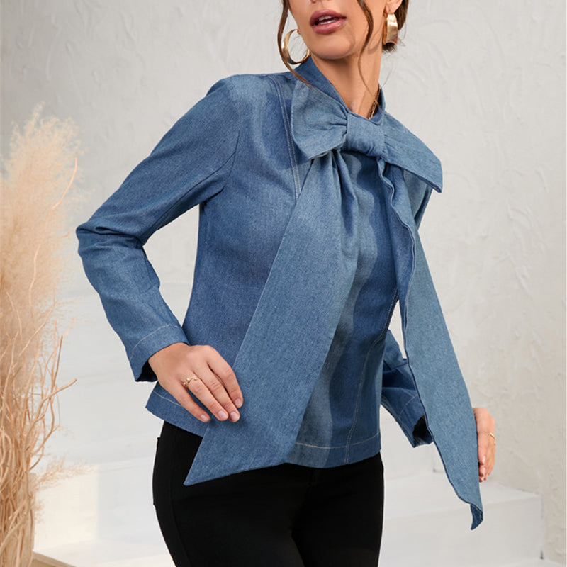 Bow Cropped Denim Jacket