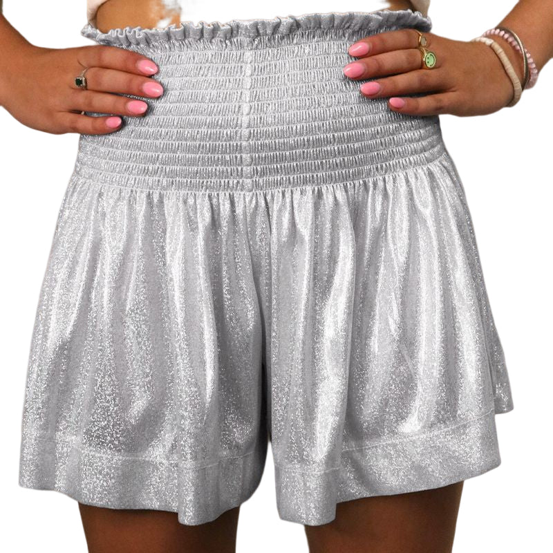 Elastic Waist Glitter Shorts