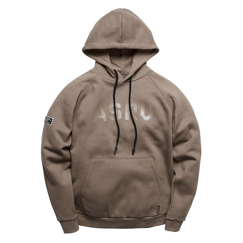 Lettered Print Long-sleeved Hooded Sweatshirt