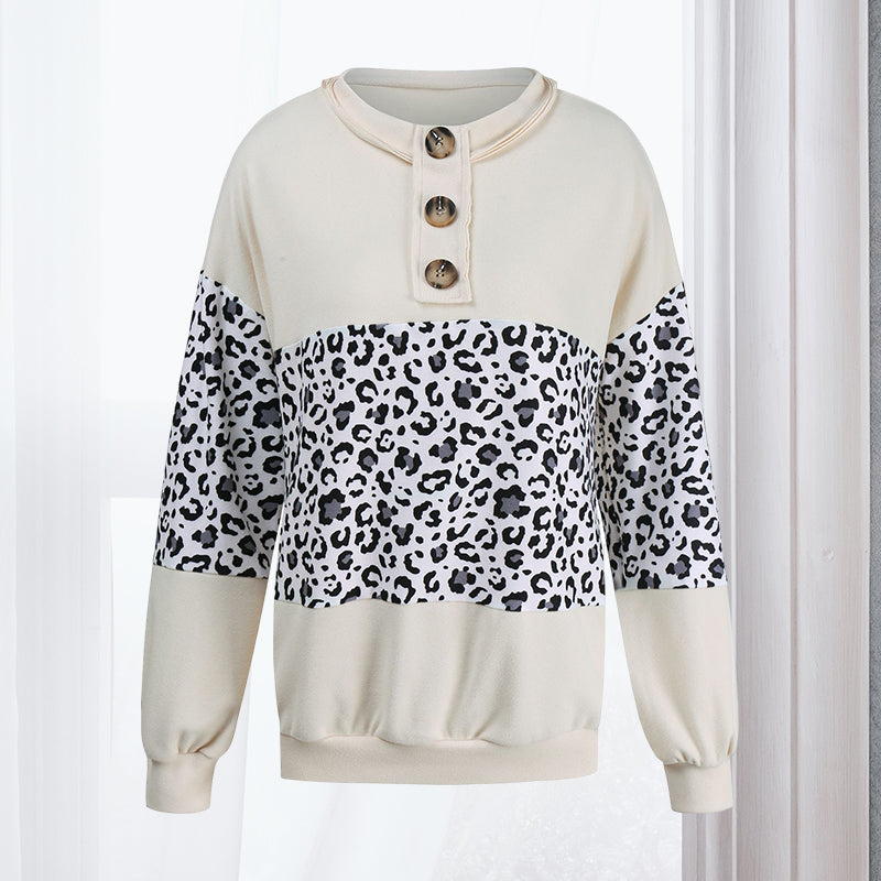 Paneled Contrast Long Sleeve Crewneck Shirt