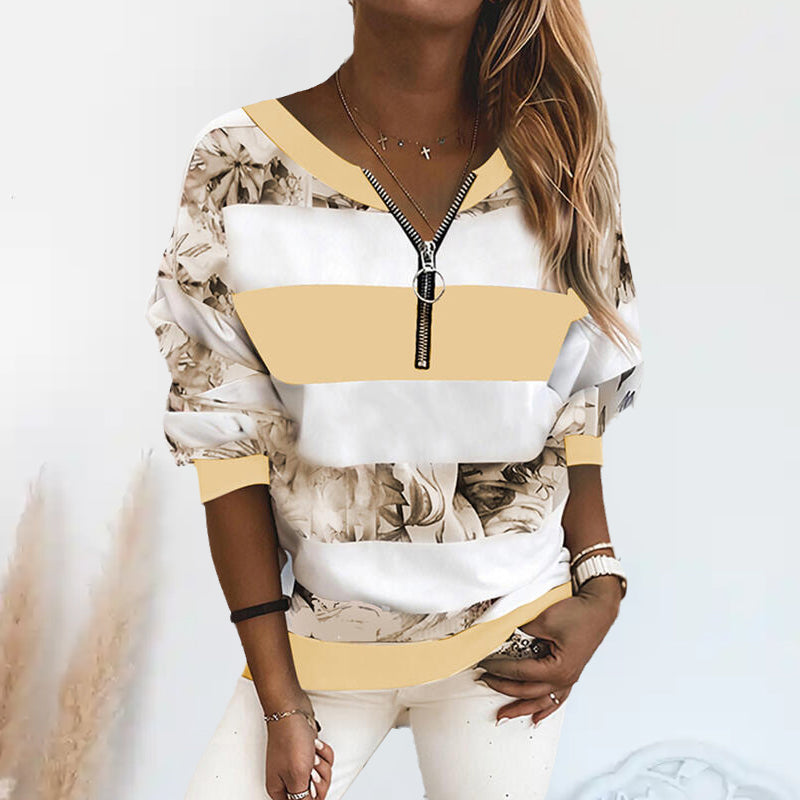 Printed V-Neck Pullover T-Shirt
