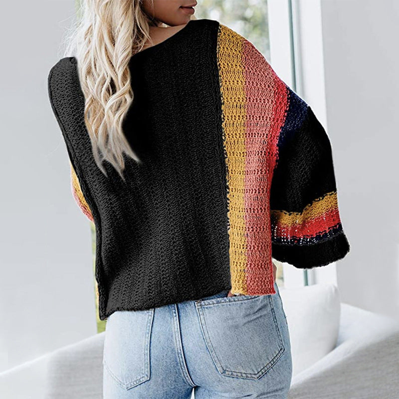 Crew Neck Sweater with Doll Sleeves