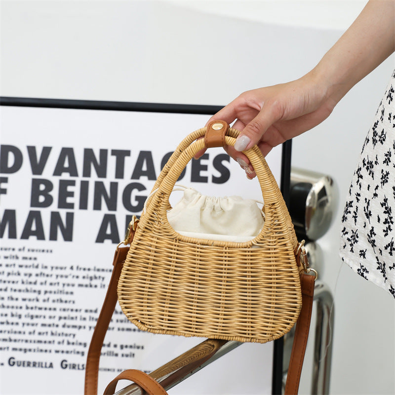 RATTAN STRAW MINI CROSSBODY BAG