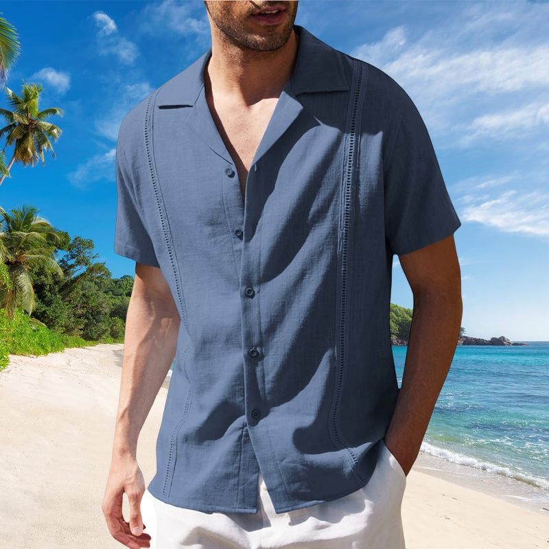 Men Linen Short Sleeve Shirt
