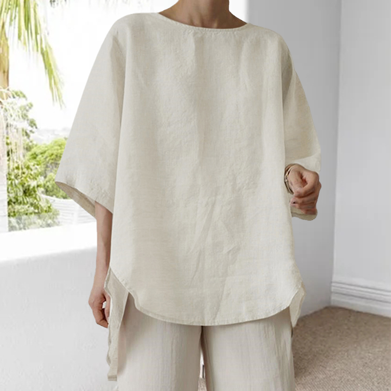 Women's Cotton Linen Solid Color Casual Top
