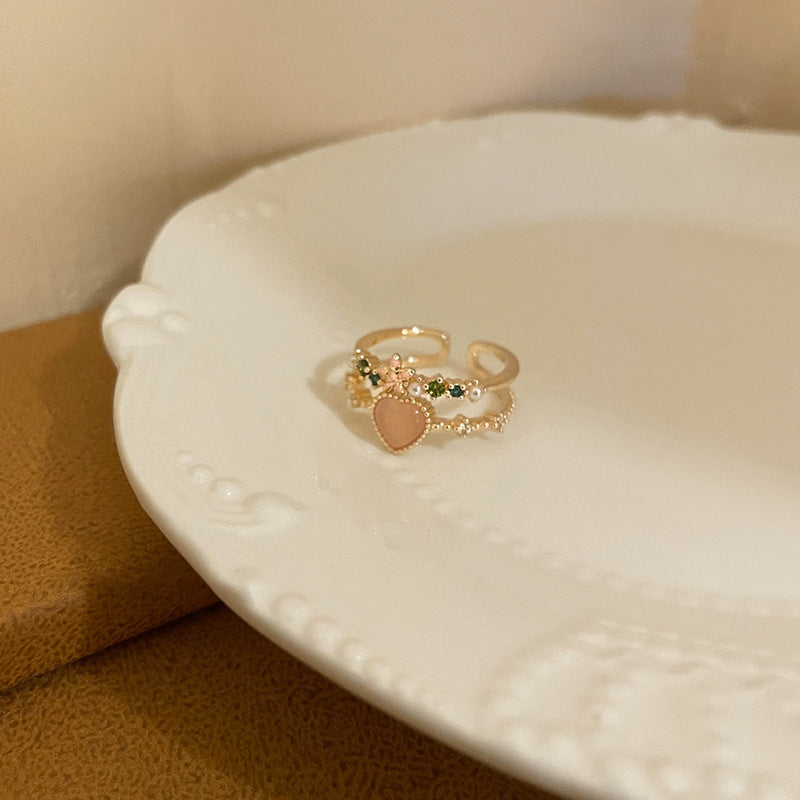 Double Heart Zircon Split Ring