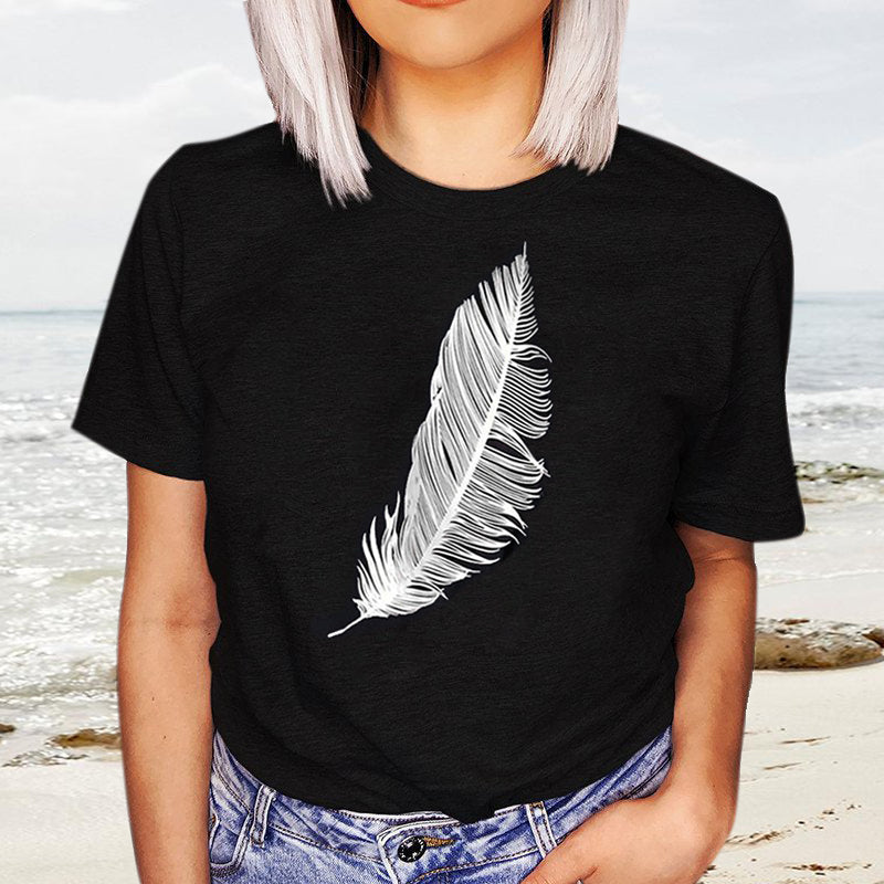 Feather Print Short Sleeve T-Shirt