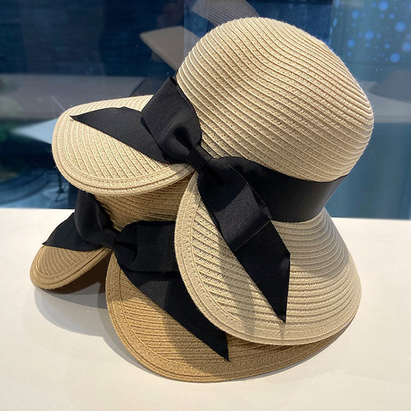 Parasol Straw Hat with Bow