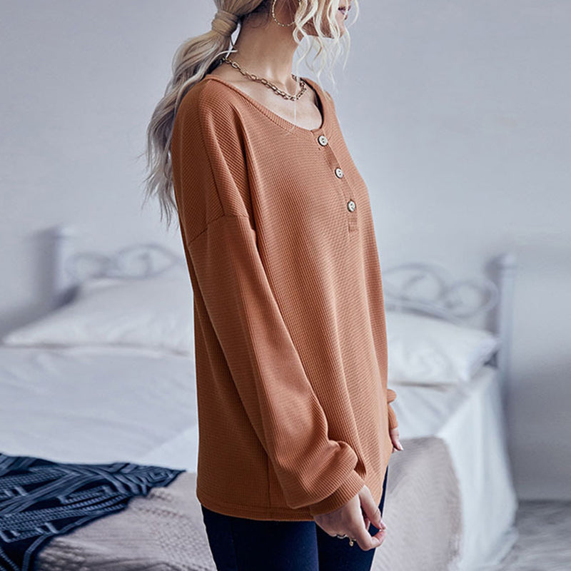 Waffle Solid Knit Sweater