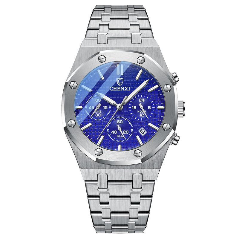 Men's Multifunctional Waterproof Quartz Steel Band Sports Watch