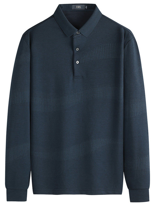 Men's Silk Casual Lapel Long Sleeve Polo Shirt