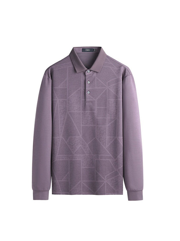 Men's Long Sleeve Business Comfort Lapel Polo Shirt