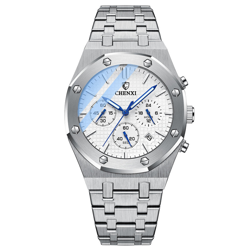 Men's Multifunctional Waterproof Quartz Steel Band Sports Watch