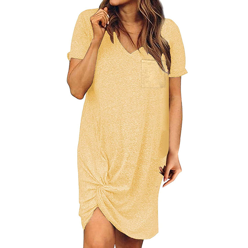 Side Knot Short Sleeve Dress