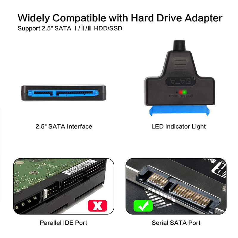USB/USB-C To SATA 2.5" Hard Drive Adapter