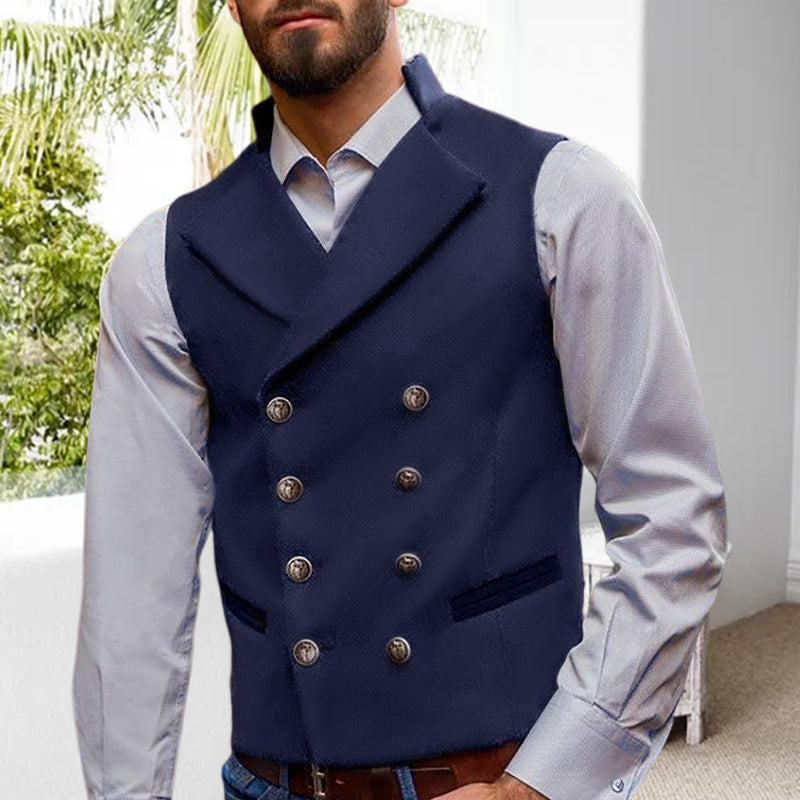 Solid Double Breasted Vest