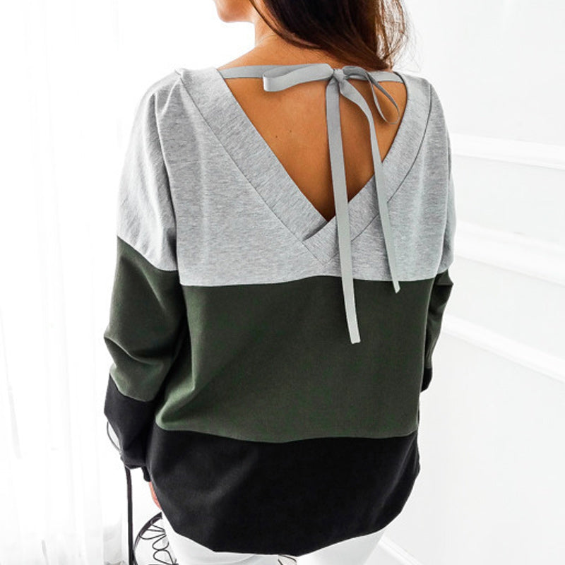 Contrast Panel Crew Neck Sweatshirt