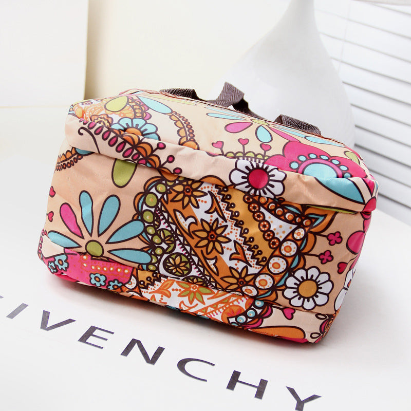 NYLON SHOULDER BAG WITH FLORAL PRINT