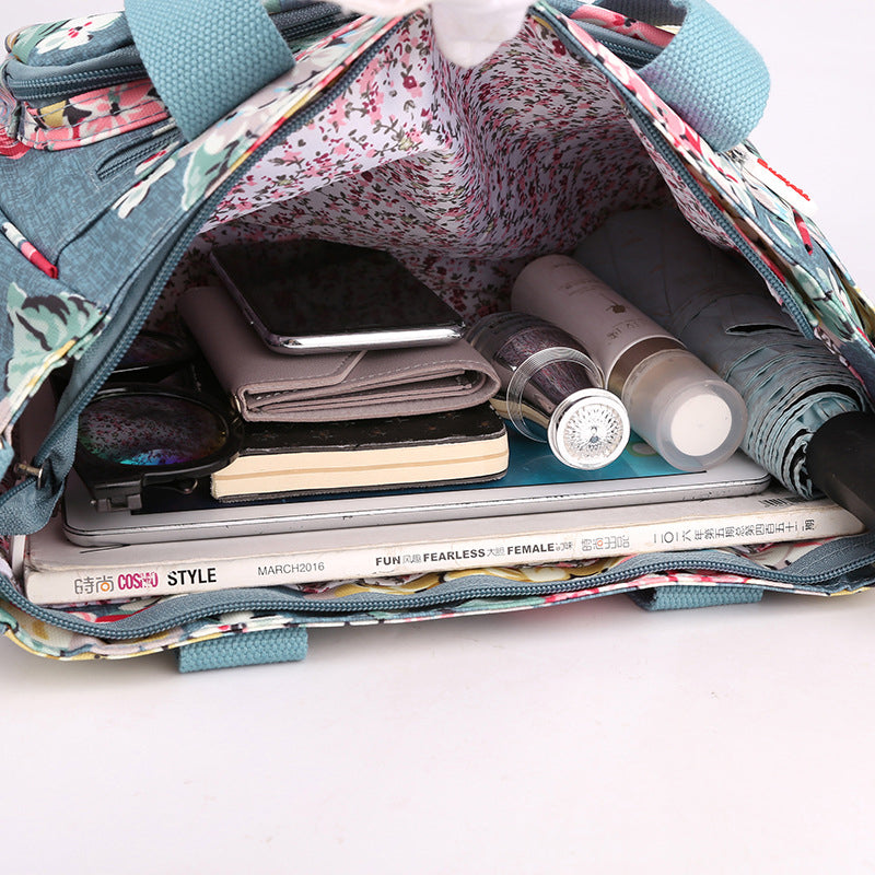 Large Capacity Floral Pattern Canvas Bag