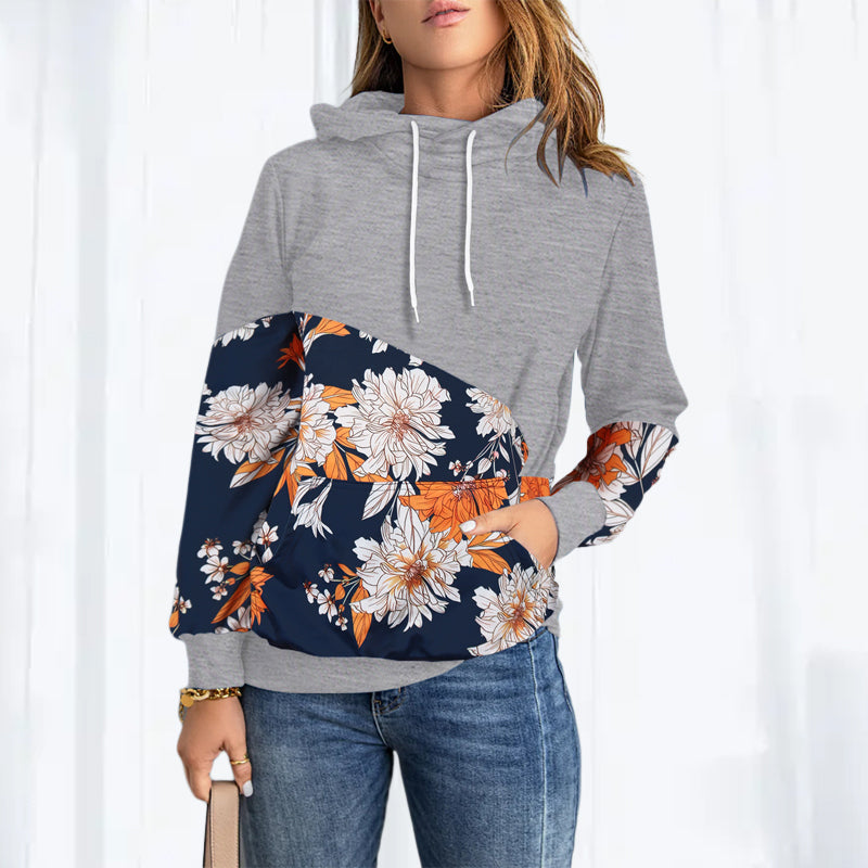 High Neck Fashion Hooded Long Sleeve Sweatshirt