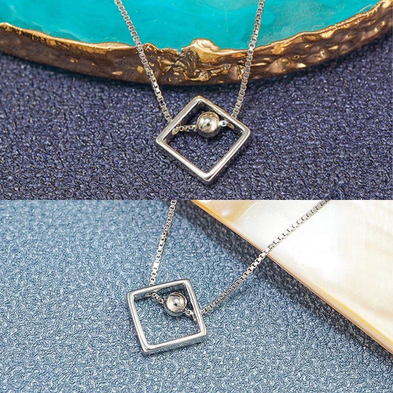 Love Ball Square Geometric Clavicle Necklace