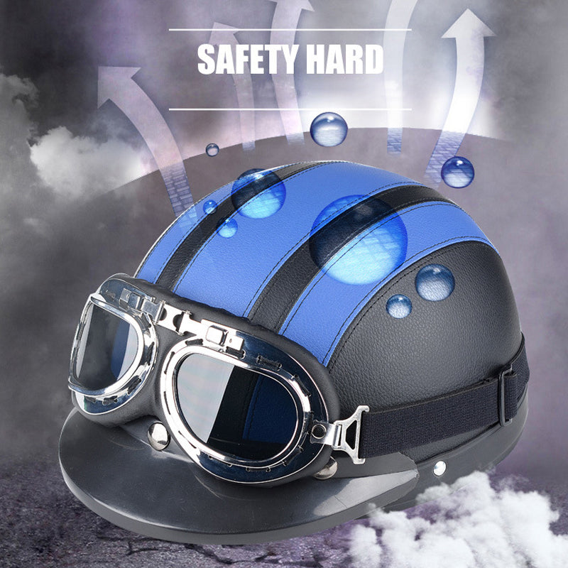 Motorcycle Harley PU Helmet with Goggles