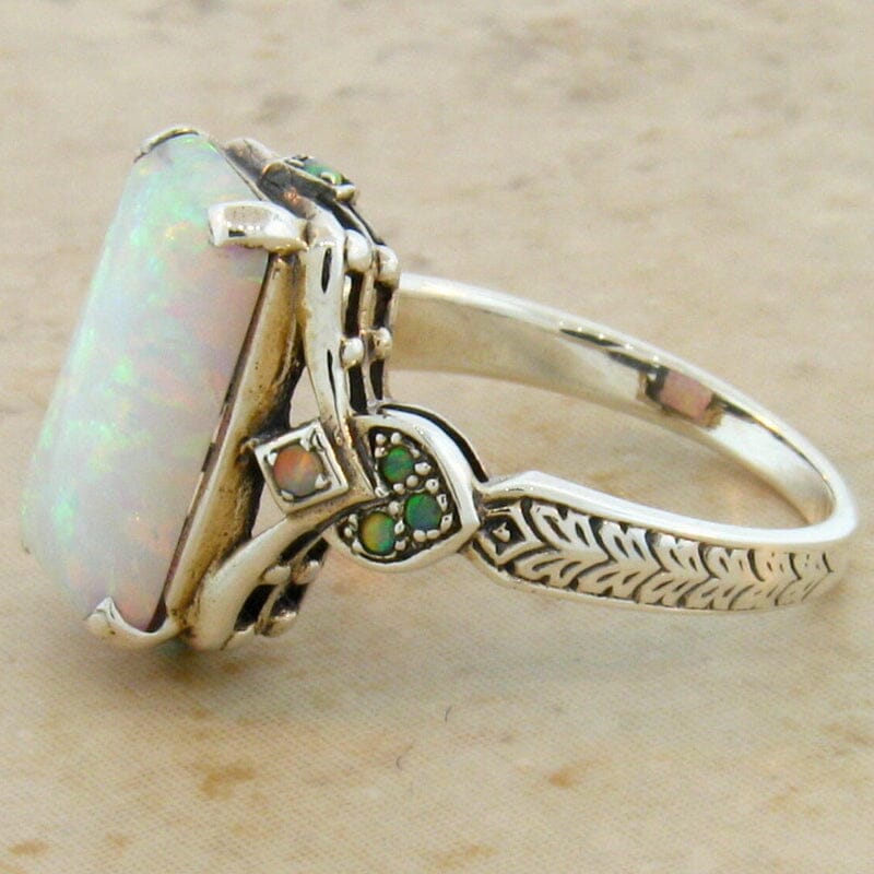 Vintage Inlaid Square Opal Ring