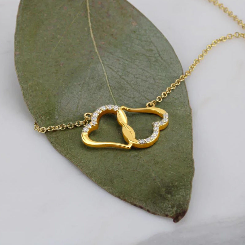 Double Heart Diamond Clavicle Chain