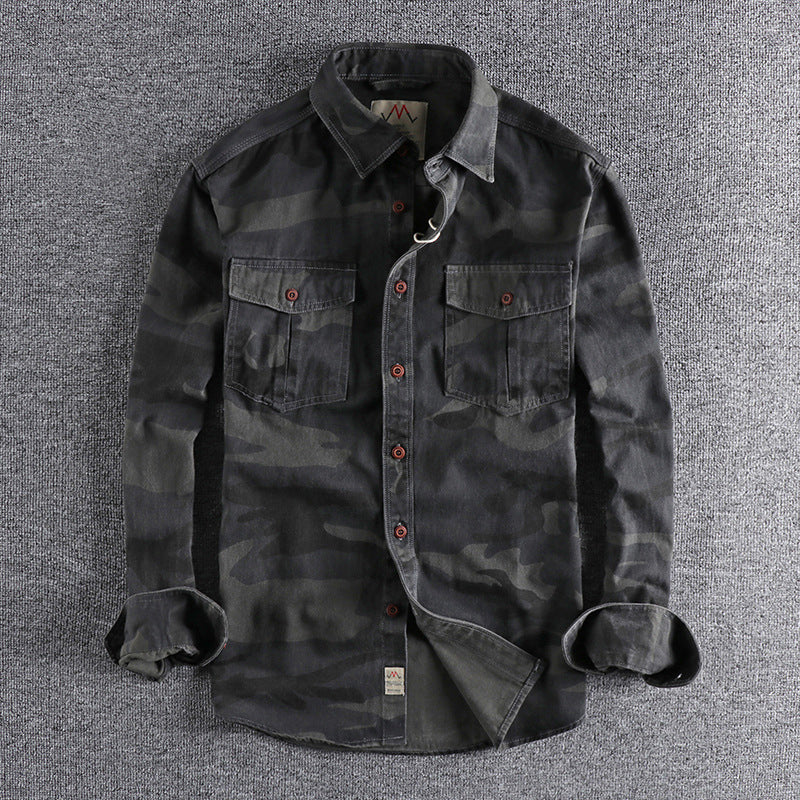 Men's Long Sleeve Camouflage Print Work Shirt