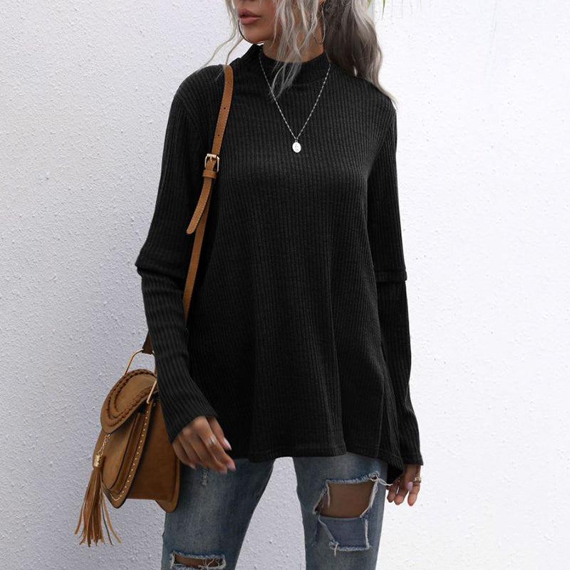Women's autumn irregular stitching knitted sweater