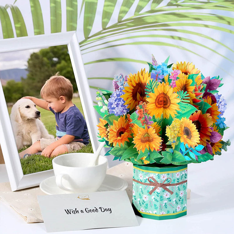 Paper Flowers Bouquet Greeting Cards