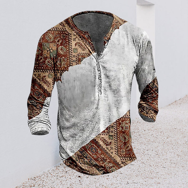 Long Sleeve Vintage Print T-Shirt