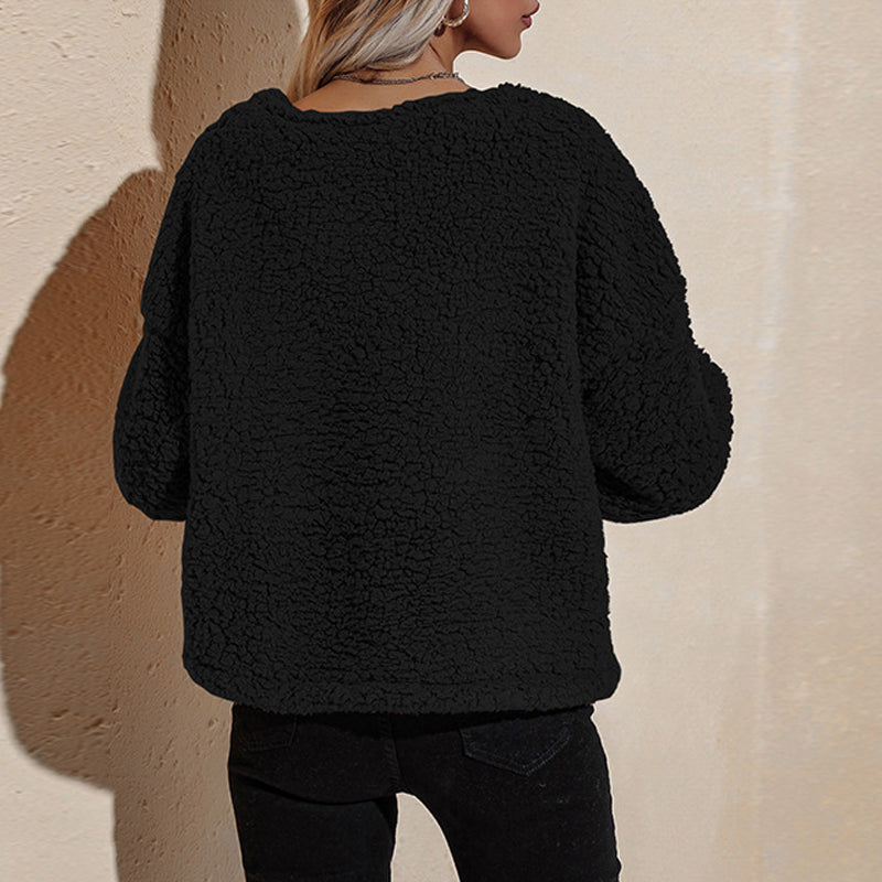 V-neck Plush Jacket