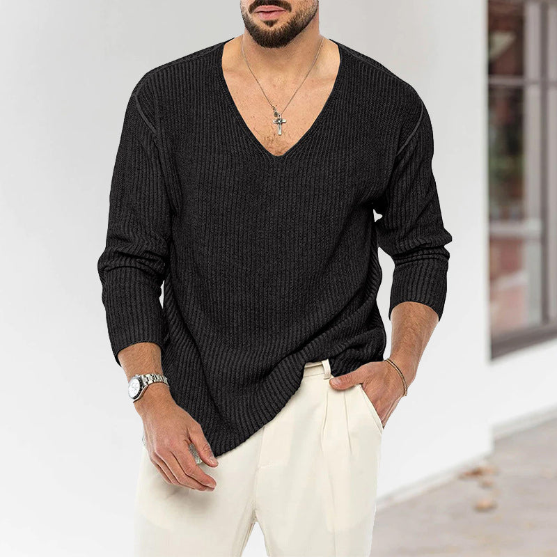 Men's V-neck Long-sleeve Sweater