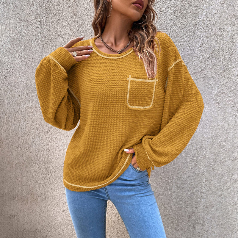 Women's Waffle Knit Tunic Tops Long Sleeve Shirt