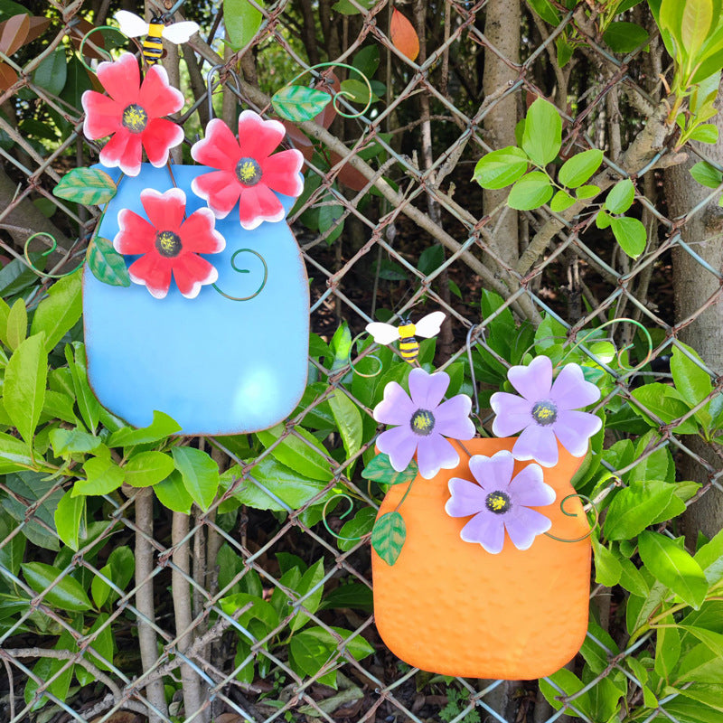 Hand-Painted Wrought Iron Vase