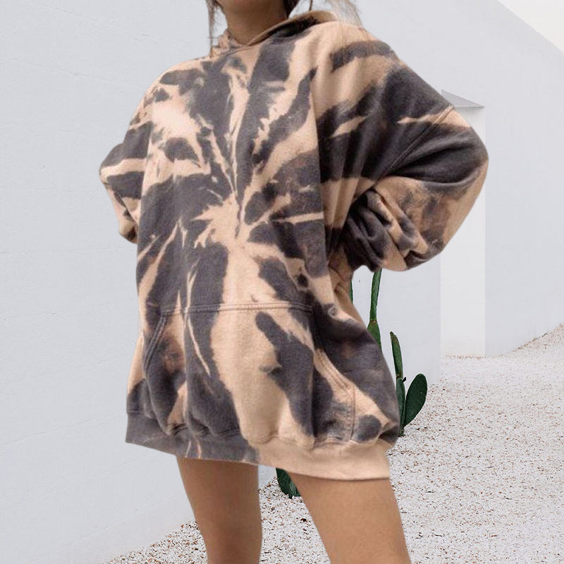 Women's Tie Dye Hooded Loose Sweatshirt