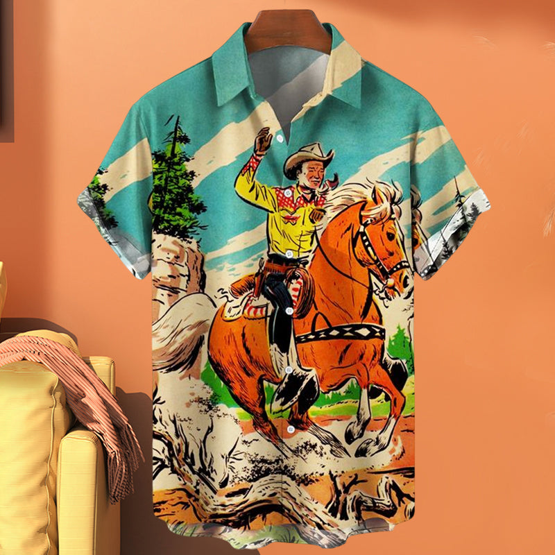 Men's Retro Print Shirt