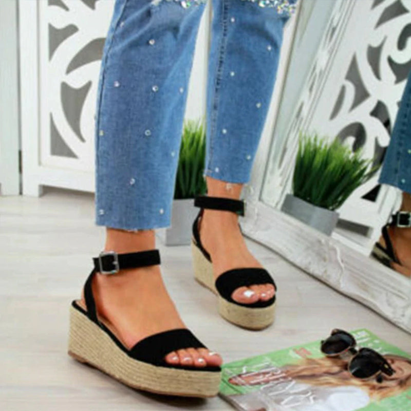 Women's Hemp Rope Buckle Sandals