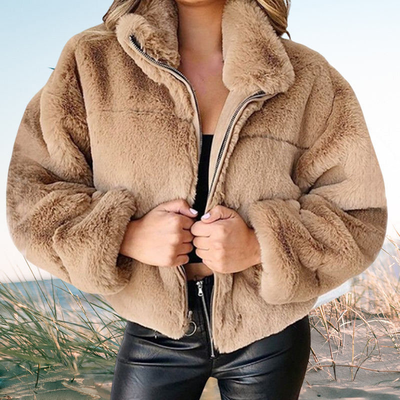 Rabbit Fur Faux Fur Plush Jacket