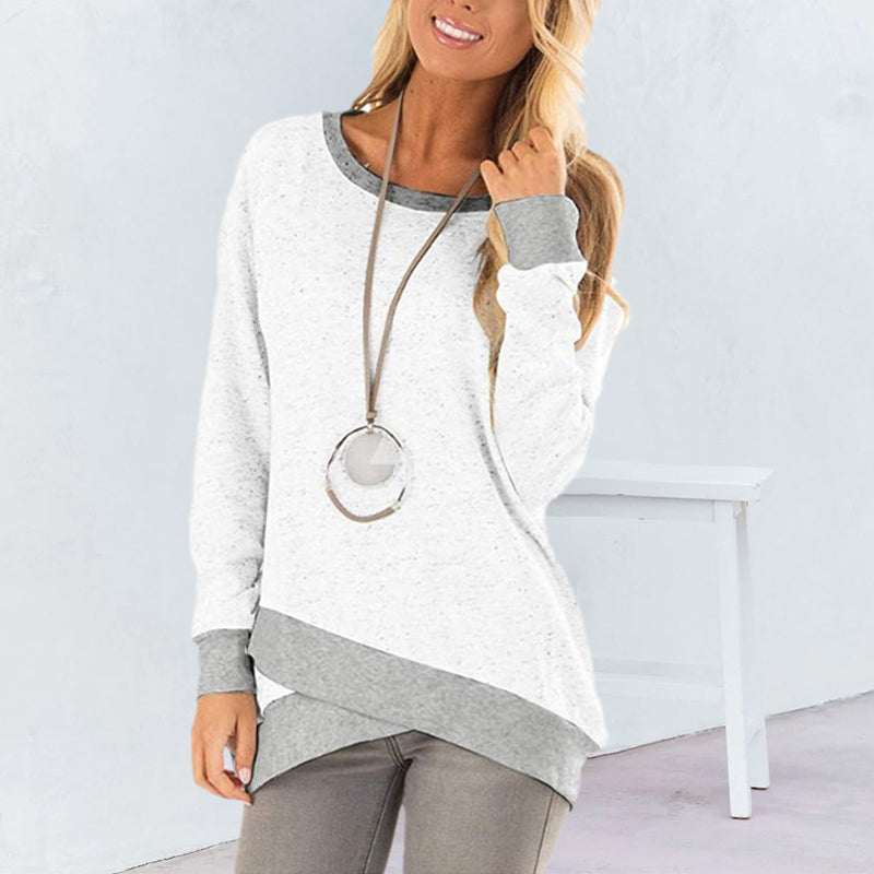 Round Neck Irregular Large Size Long Sleeve Top