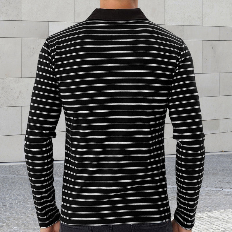 Striped Long Sleeve Polo Shirt