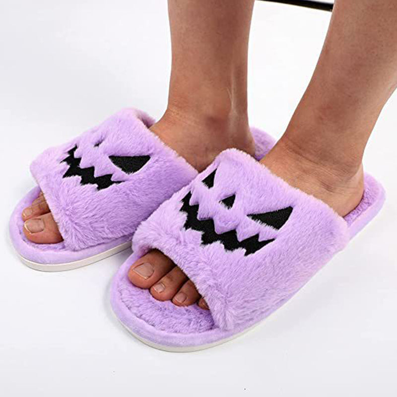 Halloween Pumpkin Lantern Plush Slippers