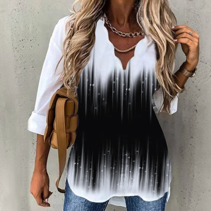 Wavy Neck Print T-shirt